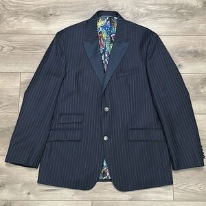 Robert Graham‎ Navy Blue Pinstripe Two Button Sports Coat Blazer Size 42